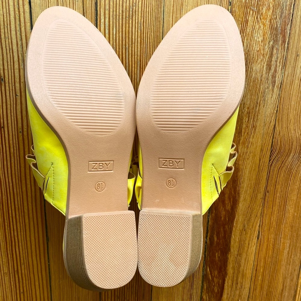 ZBY YELLOW SLIP ON‎ BACKLESS MULE WITH BLOCK HEEL - Picture 5 of 5